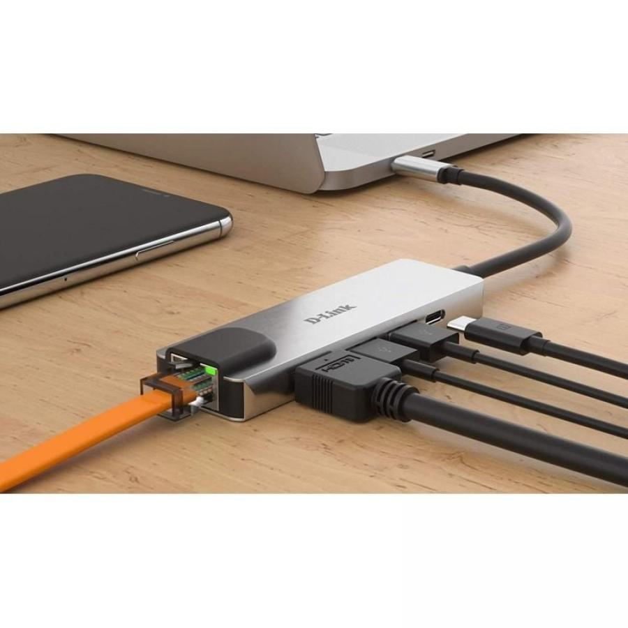 Docking USB Tipo-C D-Link DUB-M520/ 2xUSB/ 1xUSB Tipo-C/ 1xHDMI 4K/ 1xRJ45/ 1xThunderbolt/ Gris