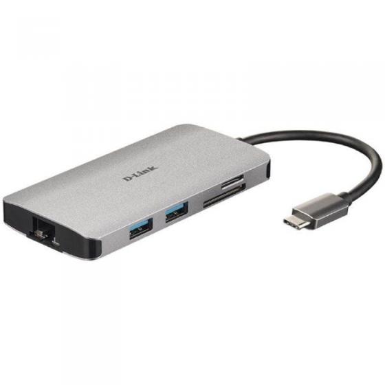 Hub USB Tipo-C D-Link DUB-M810 3 Puertos USB 3.0 1 Thunderbolt 1 HDMI 1 RJ45 Gris