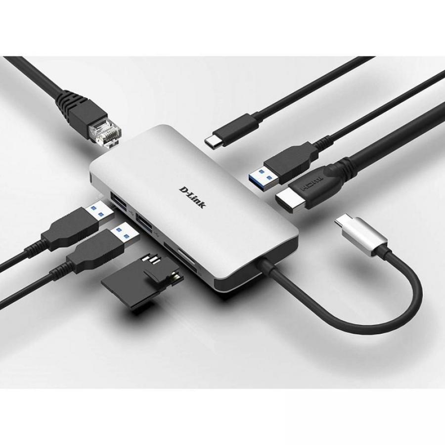 Docking USB Tipo-C D-Link DUB-M810/ 3xUSB/ 1xUSB Tipo-C/ 1xThunderbolt/ 1xHDMI 4K/ 1xRJ45/ 1xLector tarjetas/ Gris