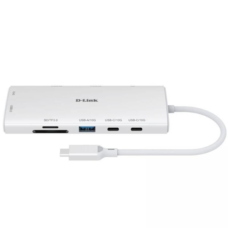Docking USB Tipo-C D-Link DUP-A01/ 1xUSB/ 2xUSB Tipo-C/ 2xHDMI 4K/ 1xRJ45/ 1xLector de Tarjetas/ 1xUSB Tipo-C PD/ Blanco