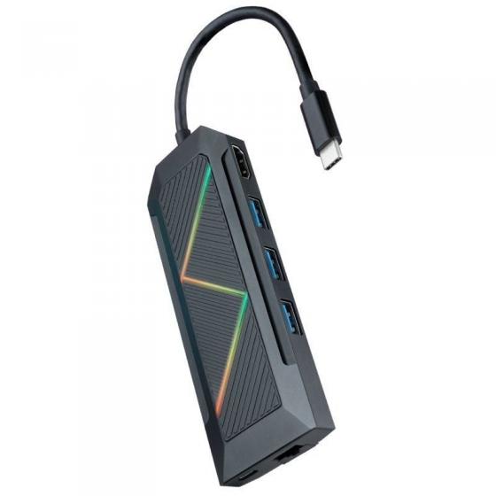Hub USB 3.0 Nanocable 10.16.0801 4 Puertos USB RJ45 Negro