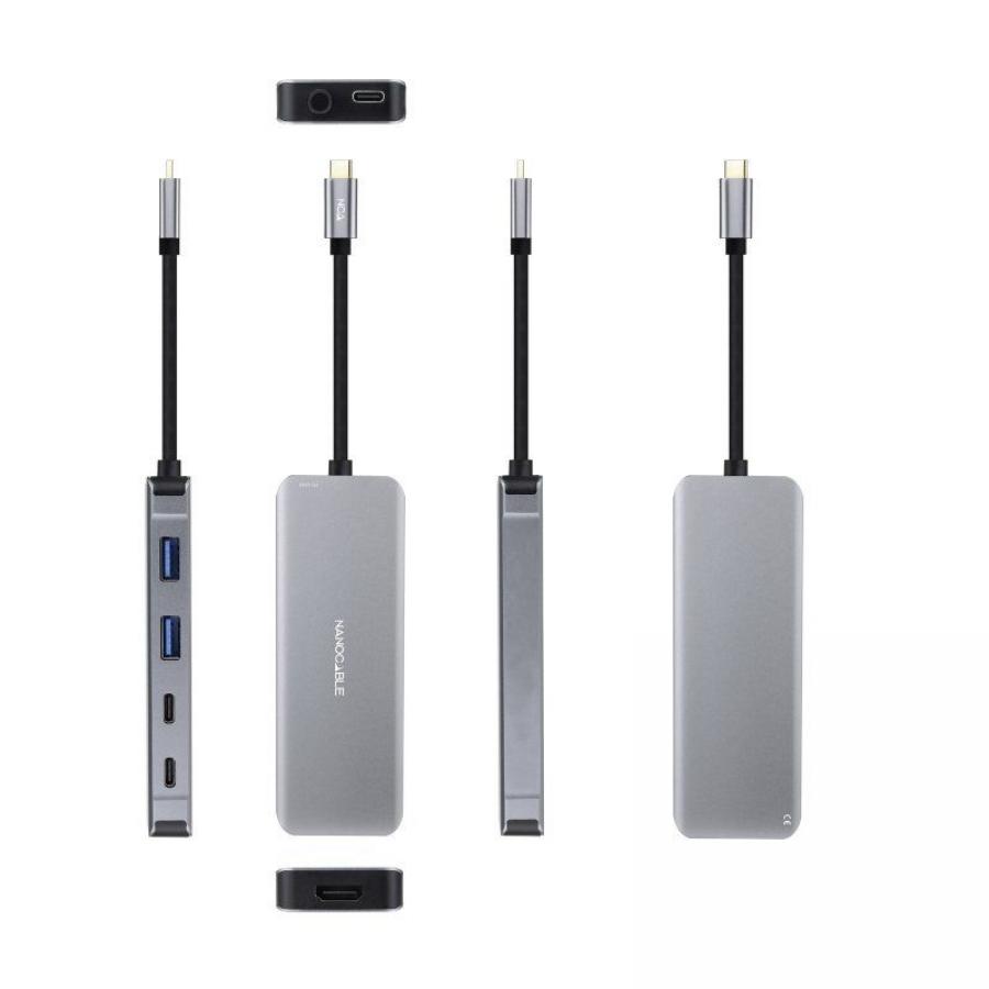 Docking Tipo-C Nanocable 10.16.1006/ 2xUSB/ 1xHDMI 4K/ 2xUSB Tipo-C/ 1xUSB Tipo-C PD/ Gris