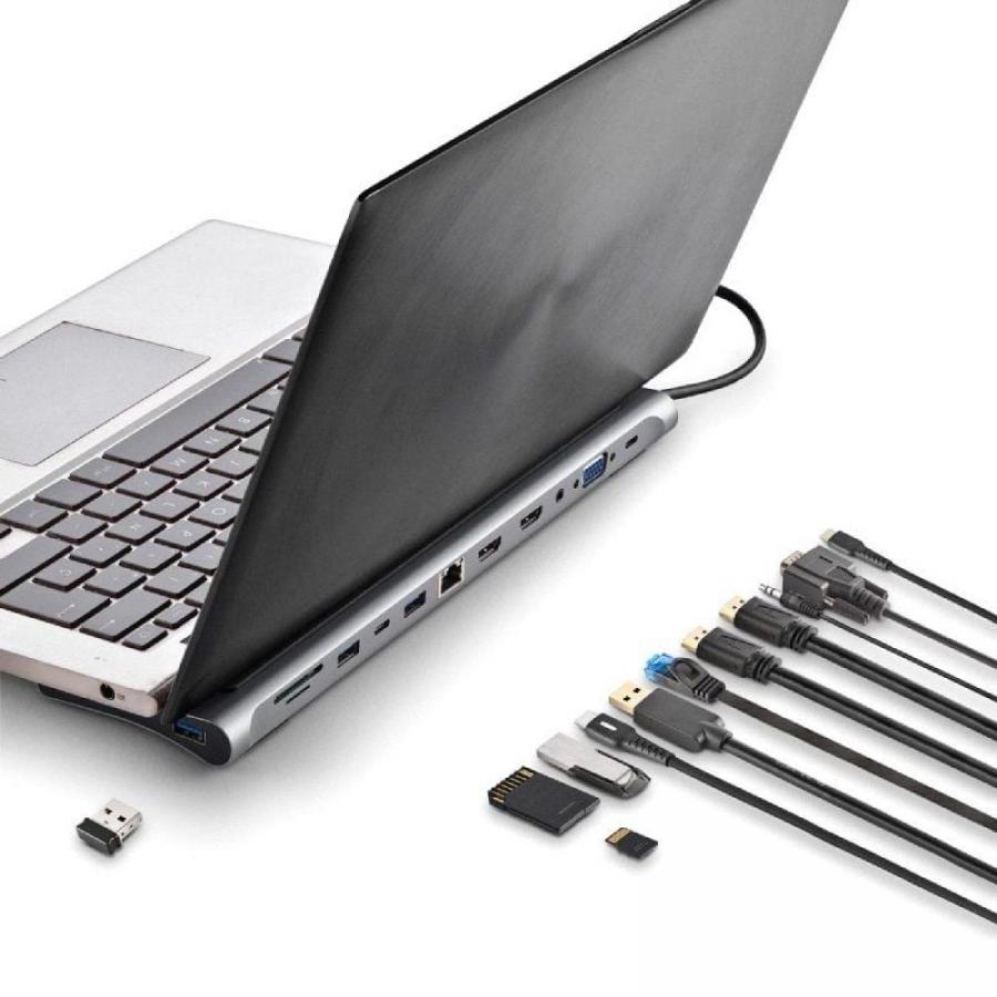Docking USB Tipo-C NGS WonderDock12/ 3xUSB/ 2xHDMI 4K/ 1xVGA/ 1xRJ45/ 1xLector de Tarjetas/ 1xJack 3.5/ 1xUSB Tipo-C PD/ Gris