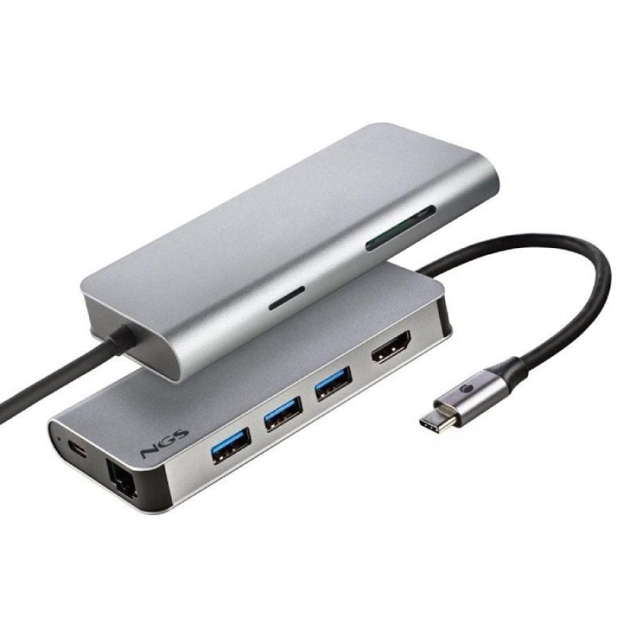 Docking USB Tipo-C NGS WonderDock8/ 3xUSB/ 1xUSB Tipo-C DP/ 1xHDMI 4K/ 1xRJ45/ 1xLector Tarjetas SD