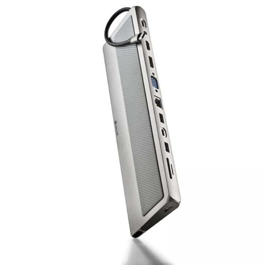 Docking USB Tipo-C NGS WonderDock 12 Pro/ 3xUSB/ 2xHDMI 4K/ 1xVGA/ 1xRJ45/ 1xLector de Tarjetas/ 1xJack 3.5/ 1xUSB Tipo-C PD/ Gr