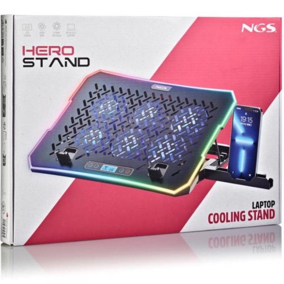 Soporte Refrigerante NGS Hero Stand para Portátiles hasta 15.6'/ Iluminación LED