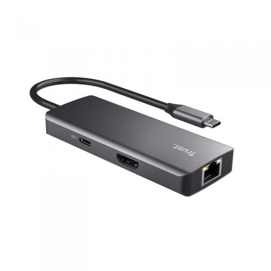 Docking USB Tipo-C Trust Dalyx/ 2xUSB/ 2xUSB Tipo-C/ 1xHDMI 4K/ 1xRJ45/ Gris