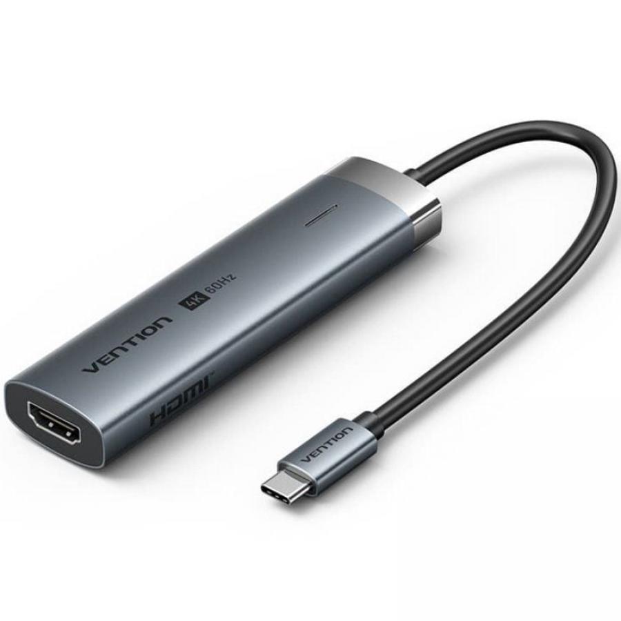 Docking USB Tipo-C Vention TGMHB/ 3xUSB/ 1xHDMI 4K/ 1xUSB Tipo-C PD/ Gris