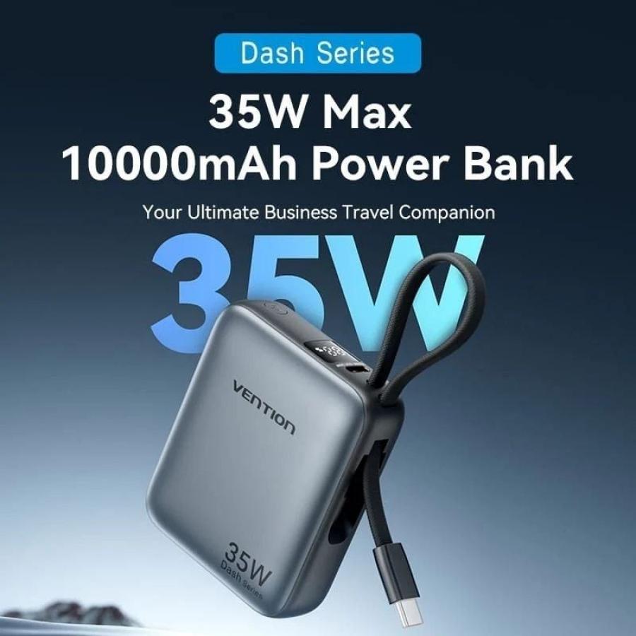 Powerbank 10000mAh Vention FHEH0/ 35W/ Gris/ Incluye Cable USB Tipo-C
