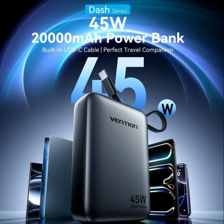 Powerbank 20000mAh Vention FHGN0/ 45W/ Beige/ Incluye Cable USB Tipo-C