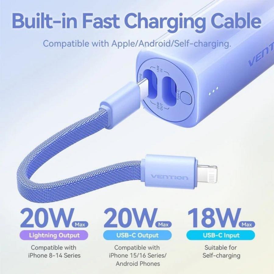 Powerbank 5000mAh Vention FHWL0/ 20W/ Azul