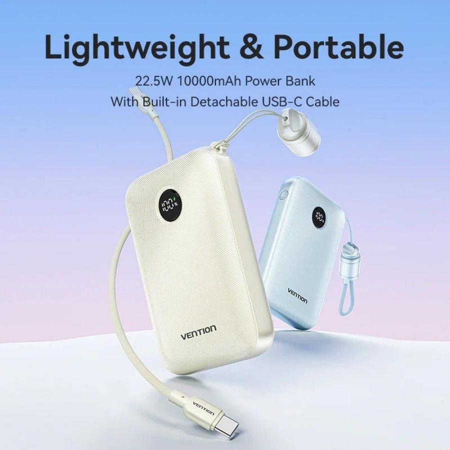 Powerbank 10000mAh Vention FKAL0-C/ 22.5W/ Azul/ Incluye Cable USB Tipo-C