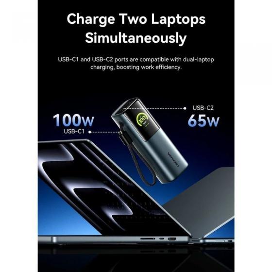 Powerbank 20000mAh Vention FKFH0/ 165W/ Gris/ Incluye Cable USB Tipo-C