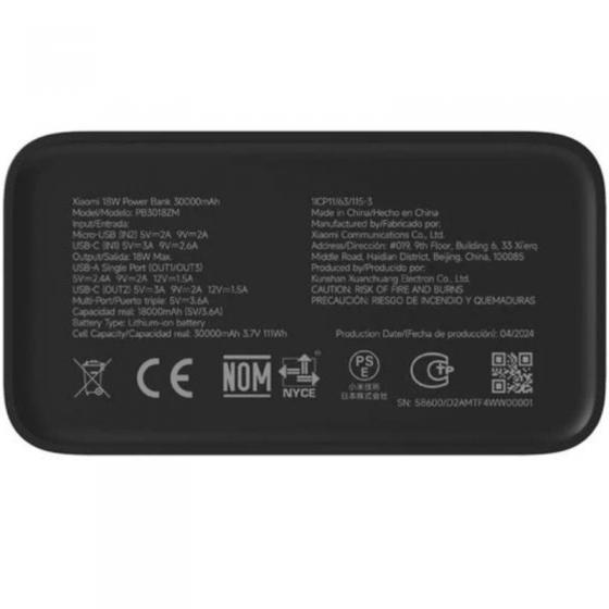 Powerbank 30000mAh Xiaomi 18W Powerbank/ 18W/ Negra