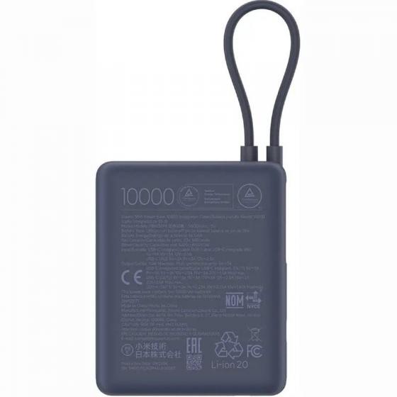 Powerbank 10000mAh Xiaomi 33W Power Bank Integrated Cable/ 33W/ Azul/ Incluye Cable USB Tipo-C