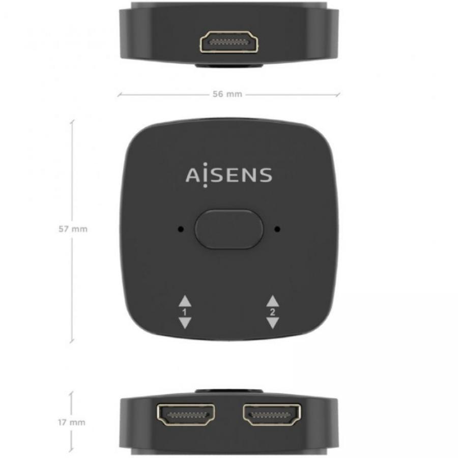 Switch Conmutador 4K HDMI 2.0 Bidireccional Aisens A123-0948 HDMI Hembra - 3x HDMI Hembra