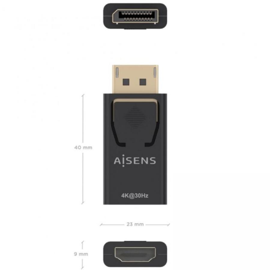 Conversor Aisens A125-0949/ DisplayPort Macho - HDMI Hembra/ Negro
