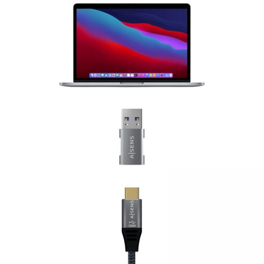 Adaptador USB 3.2 GEN2 Aisens A108-0655/ USB Tipo-C Hembra - USB Macho
