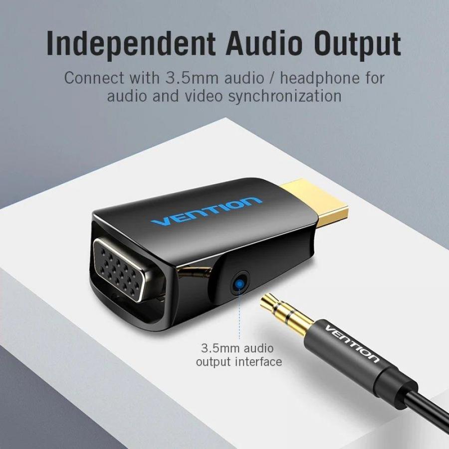Adaptador Conversor Vention AIDB0/ HDMI Macho a VGA Hembra/ Audio Jack 3.5mm
