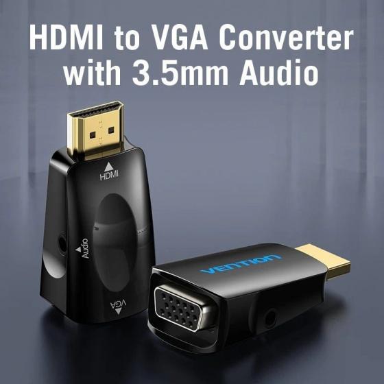 Adaptador Conversor Vention AIDB0/ HDMI Macho a VGA Hembra/ Audio Jack 3.5mm
