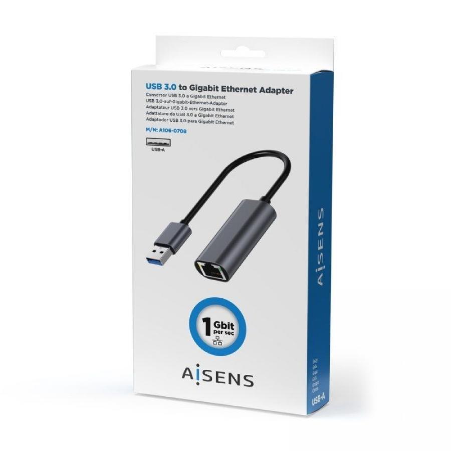 Adaptador USB 3.0 - RJ45 Aisens A106-0708/ 1000Mbps