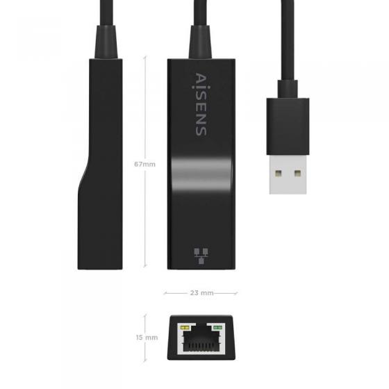 Adaptador USB 3.0 - RJ45 Aisens A106-0766/ 1000Mbps