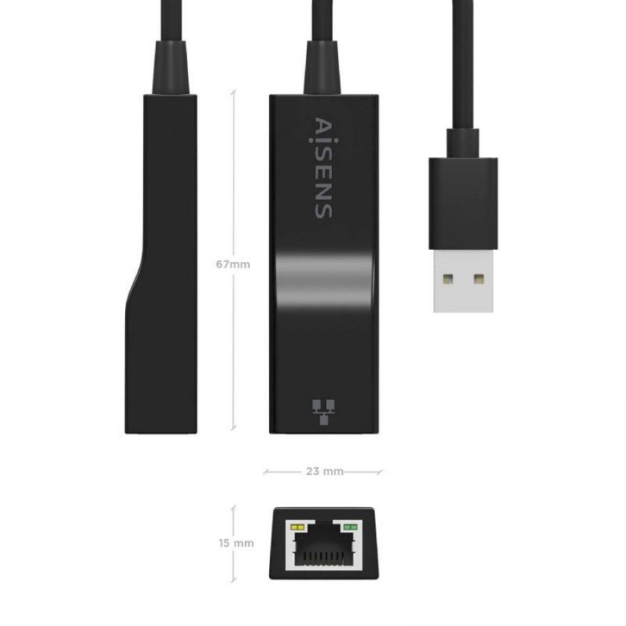Adaptador USB 3.0 - RJ45 Aisens A106-0766/ 1000Mbps