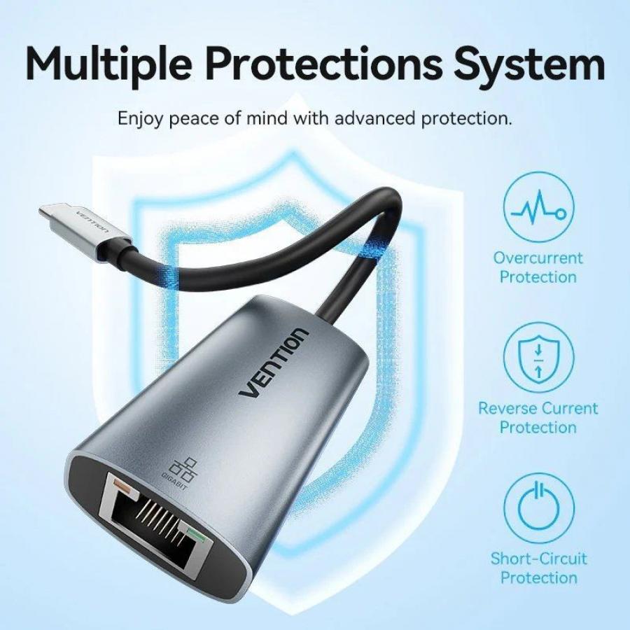 Adaptador USB Tipo-C - RJ45 Vention CFPHB/ 1000Mbps