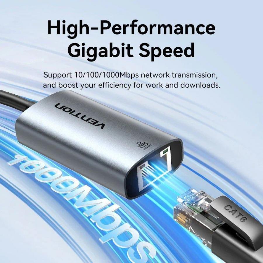 Adaptador USB/USB Tipo-C - RJ45 Vention CFQHB/ 1000Mbps