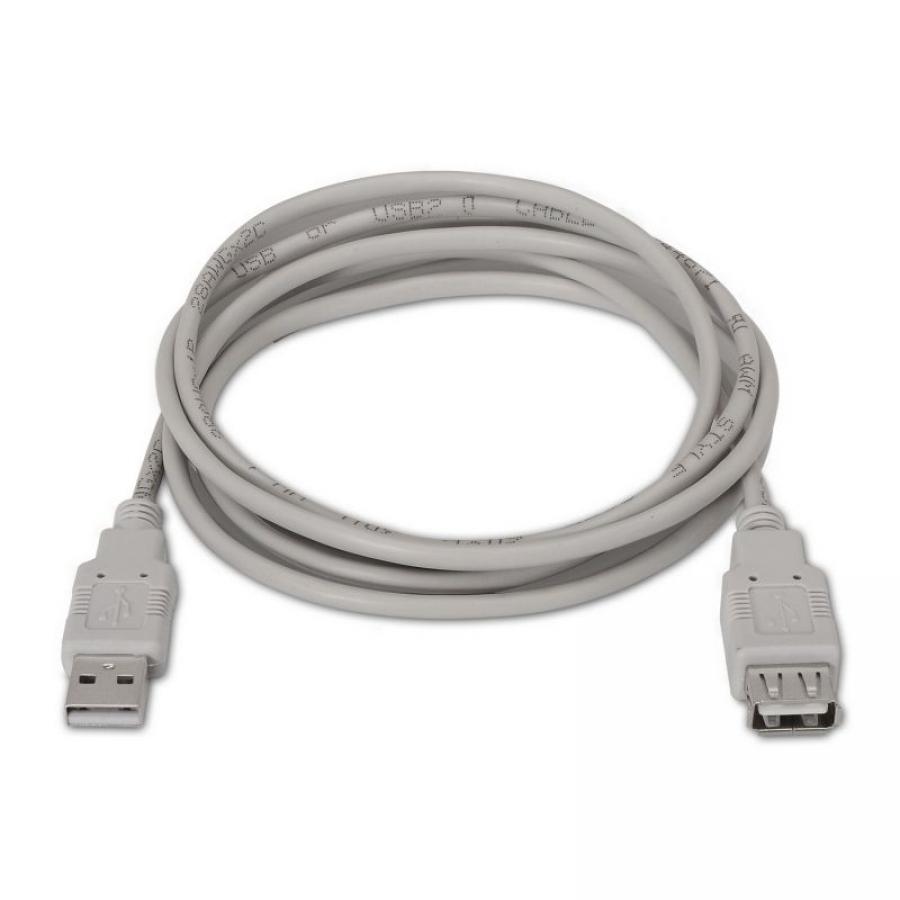 Cable Alargador USB 2.0 Aisens A101-0012/ USB Macho - USB Hembra/ Hasta 2.5W/ 60Mbps/ 1m/ Beige