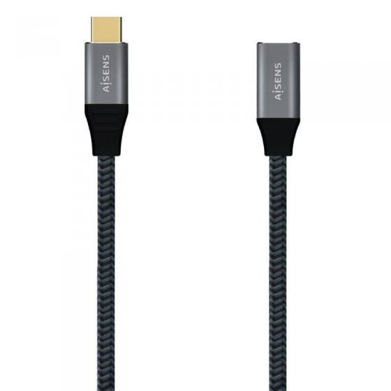 Cable USB 3.2 Aisens A107-0635 USB Tipo-C Macho - USB Tipo-C Hembra 1m Gris