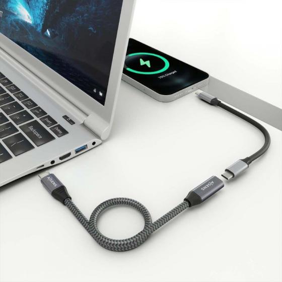 Cable Alargador USB 3.2 Aisens A107-0636/ USB Tipo-C Macho - USB Tipo-C Hembra/ Hasta 100W/ 20Gbps/ 2m/ Gris
