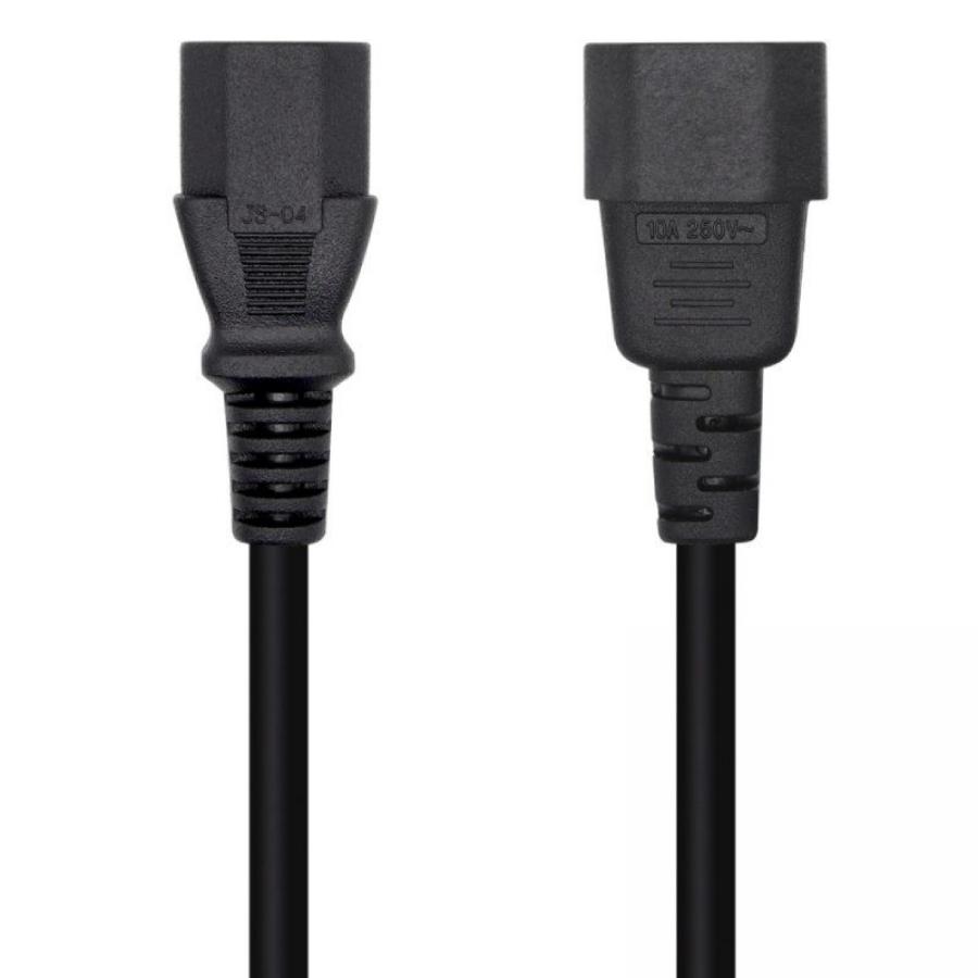 Cable Alargador de Alimentación CPU Aisens A132-0171/ IEC C13 Hembra - IEC C14 Macho/ Hasta 1500W/ 1.5m/ Negro