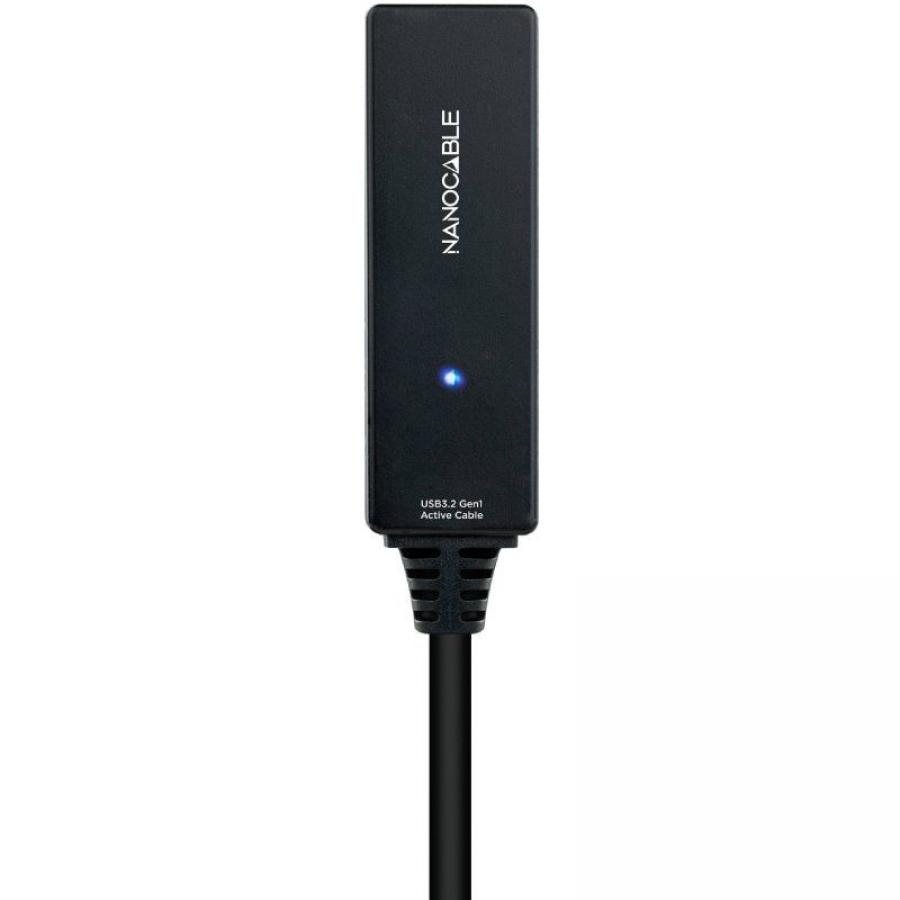 Cable Alargador USB Tipo-C 3.2 con Amplificador Nanocable 10.01.1311/ USB Tipo-C Macho - USB Tipo-C Hembra/ 5m/ Negro