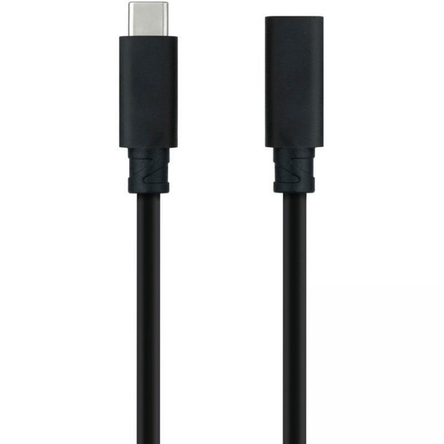 Cable Alargador USB Tipo-C 3.2 Nanocable 10.01.4500/ USB Tipo-C Macho - USB Tipo-C Hembra/ 50cm/ Negro