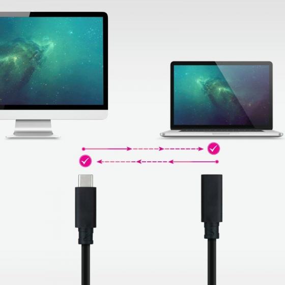 Cable Alargador USB Tipo-C 3.2 Nanocable 10.01.4501/ USB Tipo-C Macho - USB Tipo-C Hembra/ 1m/ Negro