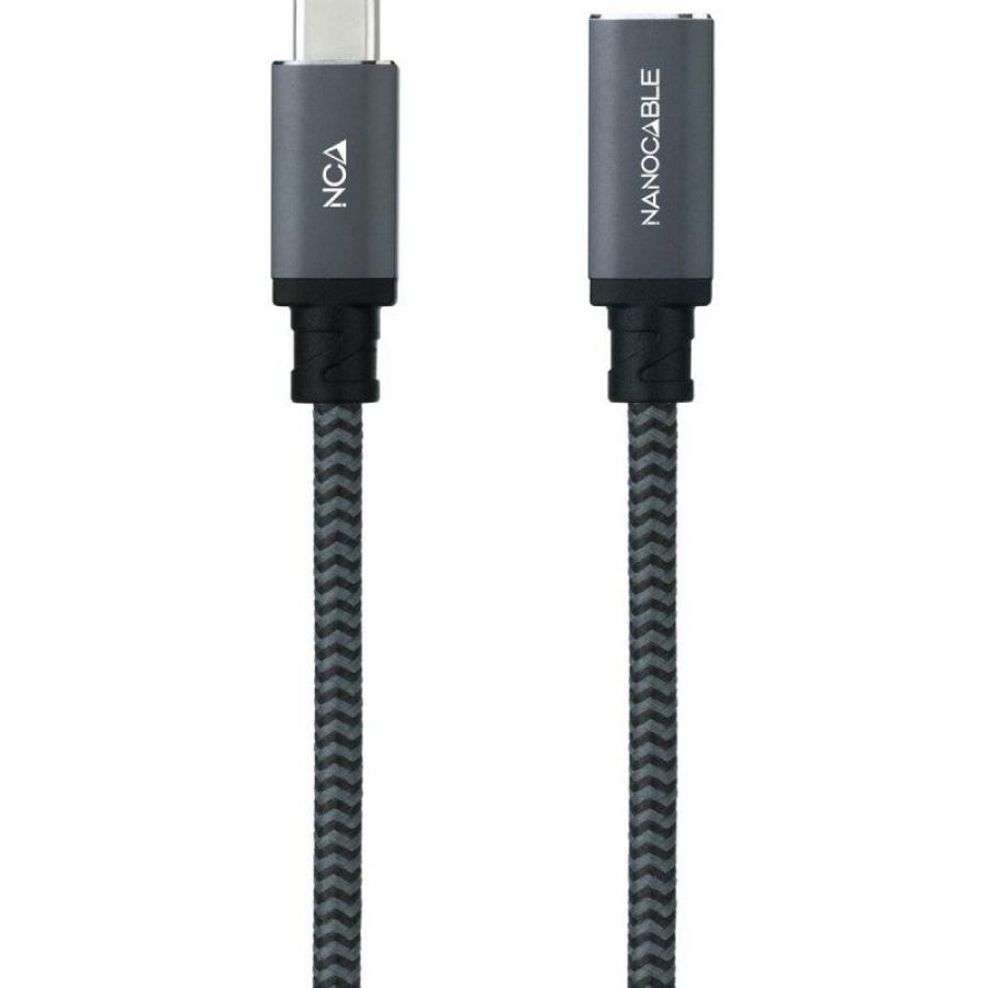 Cable Alargador USB Tipo-C 3.2 Nanocable 10.01.4501-COMB/ USB Tipo-C Macho - USB Tipo-C Hembra/ 1m/ Negro