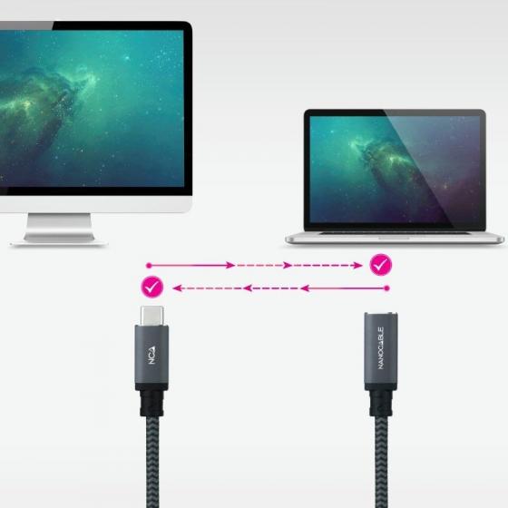 Cable Alargador USB Tipo-C 3.2 Nanocable 10.01.4501-COMB/ USB Tipo-C Macho - USB Tipo-C Hembra/ 1m/ Negro
