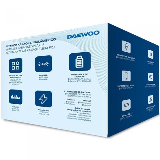 Altavoz con Bluetooth Daewoo Karaoke DW3008/ 15W/ 1.0