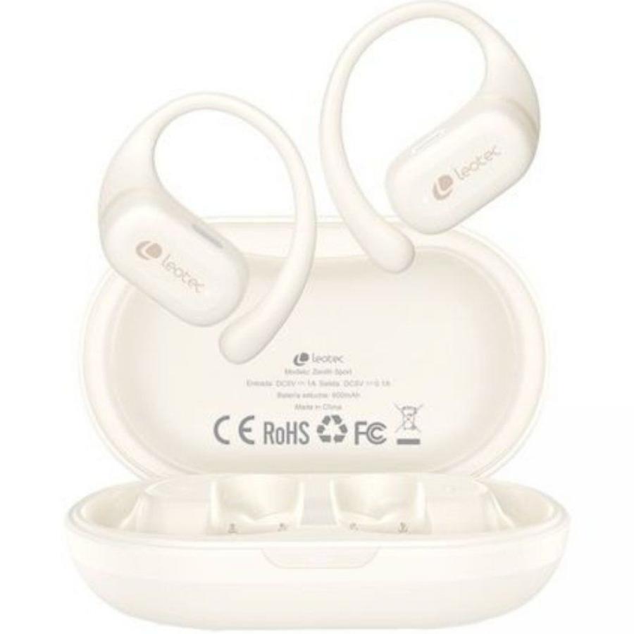 Auriculares Deportivos Bluetooth Leotec Open Air Zenith Sport con estuche de carga/ Autonomía 6.5h/ Beige