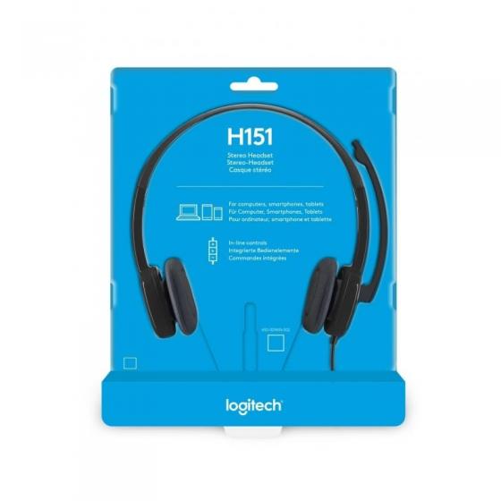 Auriculares Logitech H151/ con Micrófono/ Jack 3.5/ Negros