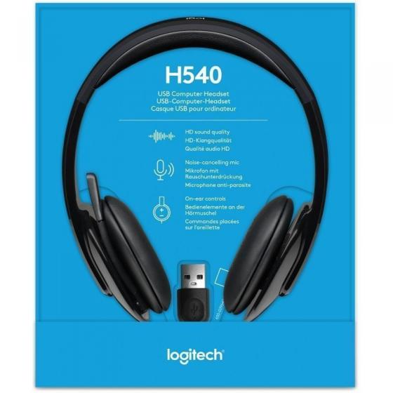 Auriculares Logitech H540/ con Micrófono/ USB/ Negros