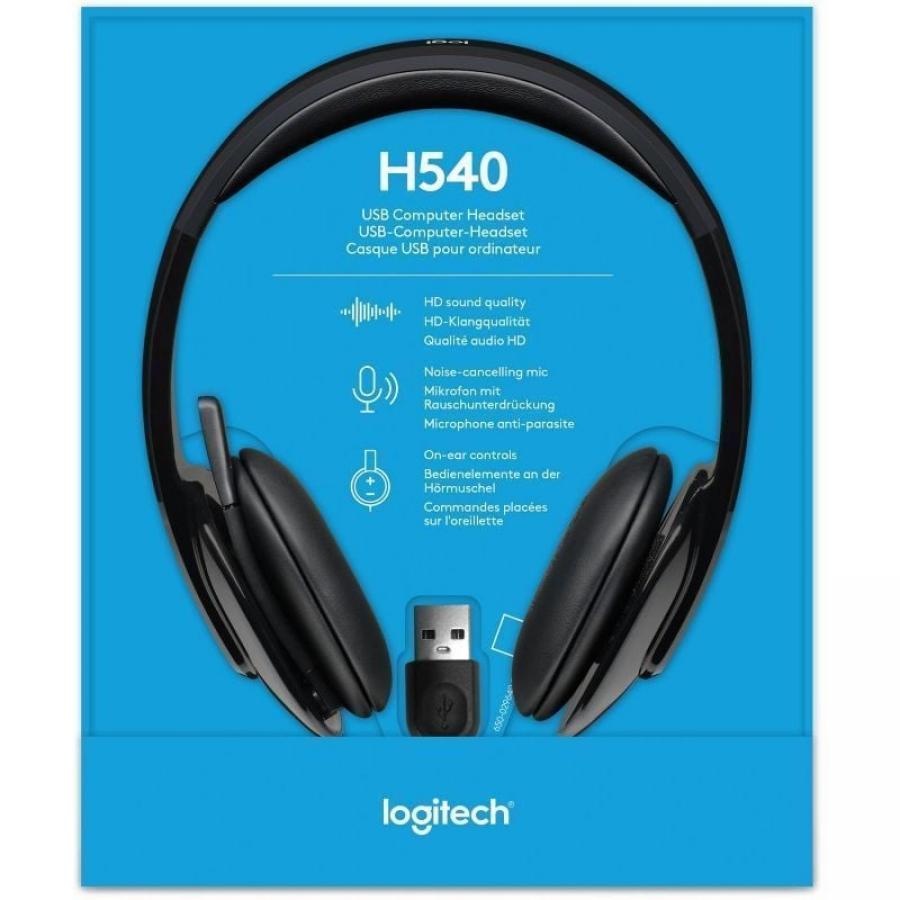 Auriculares Logitech H540/ con Micrófono/ USB/ Negros