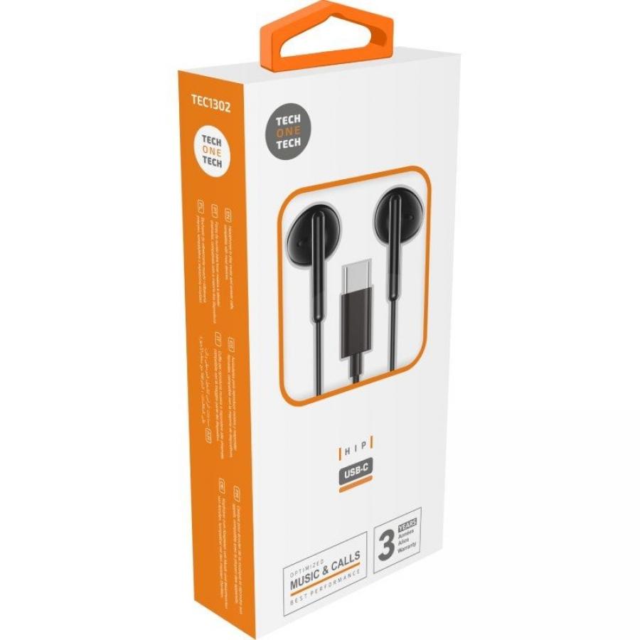 Auriculares Intrauditivos Tech One Tech earTECH TEC1302/ con Micrófono/ USB Tipo-C/ Negros