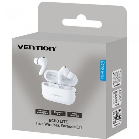 Auriculares Bluetooth Vention Echo Lite E11 con estuche de carga/ Autonomía 6h/ Blancos