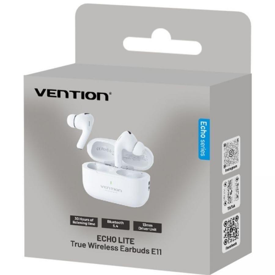 Auriculares Bluetooth Vention Echo Lite E11 con estuche de carga/ Autonomía 6h/ Blancos