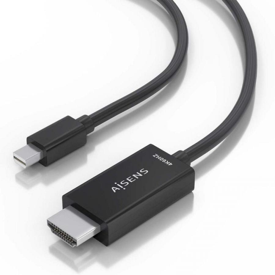 Cable Conversor Aisens A125-0886/ Mini DisplayPort Macho - HDMI 4K Macho/ 1m/ Negro