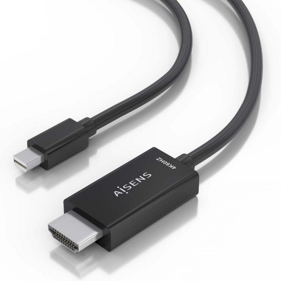 Cable Conversor Aisens A125-0888/ Mini DisplayPort Macho - HDMI 4K Macho/ 2m/ Negro