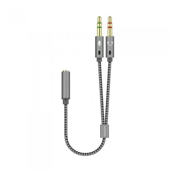 Adaptador Aisens A128-0417 Jack 3.5 Hembra - 2x Jack 3.5 Macho 25cm Gris
