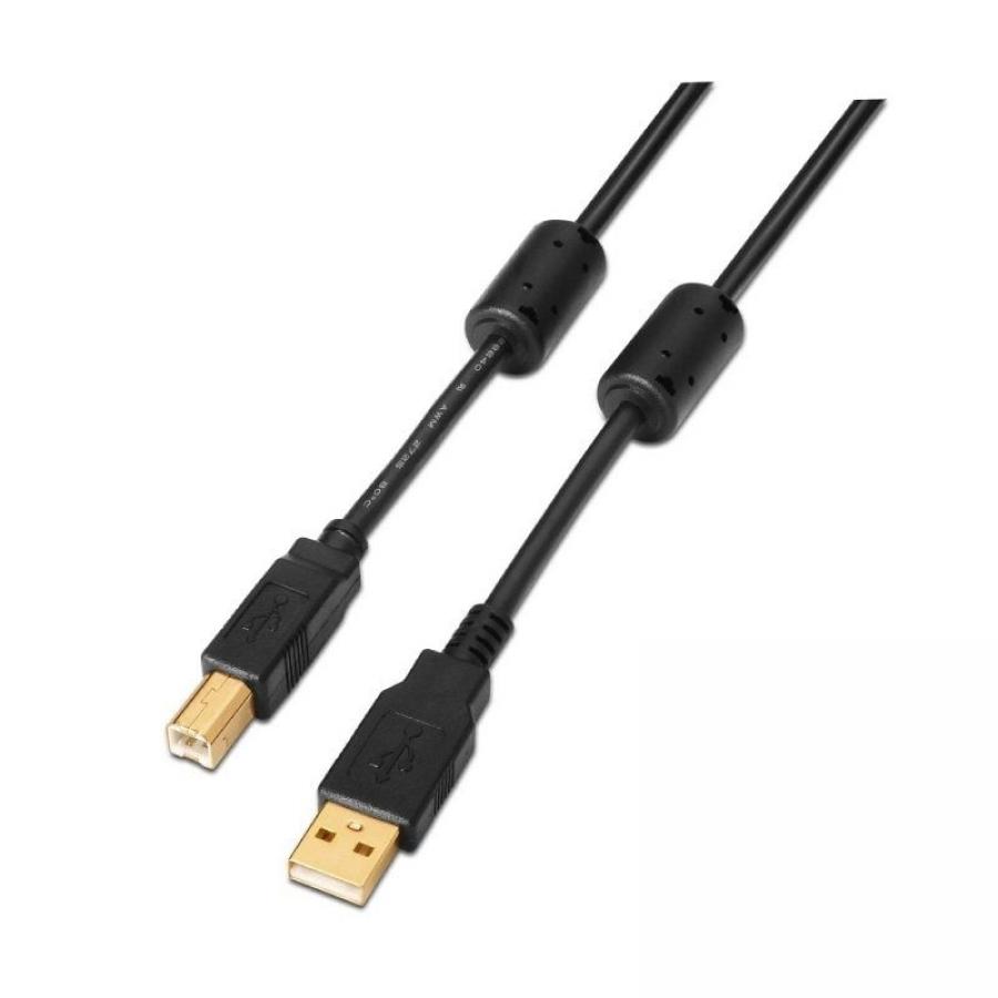 Cable USB 2.0 Impresora Aisens A101-0010/ USB Tipo-B Macho - USB Macho/ 3m/ Negro